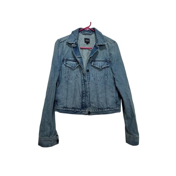 AYR Ride or Fly Denim Jacket Womens Medium Blue Cotton Casual Trucker Oversized - Picture 1 of 16